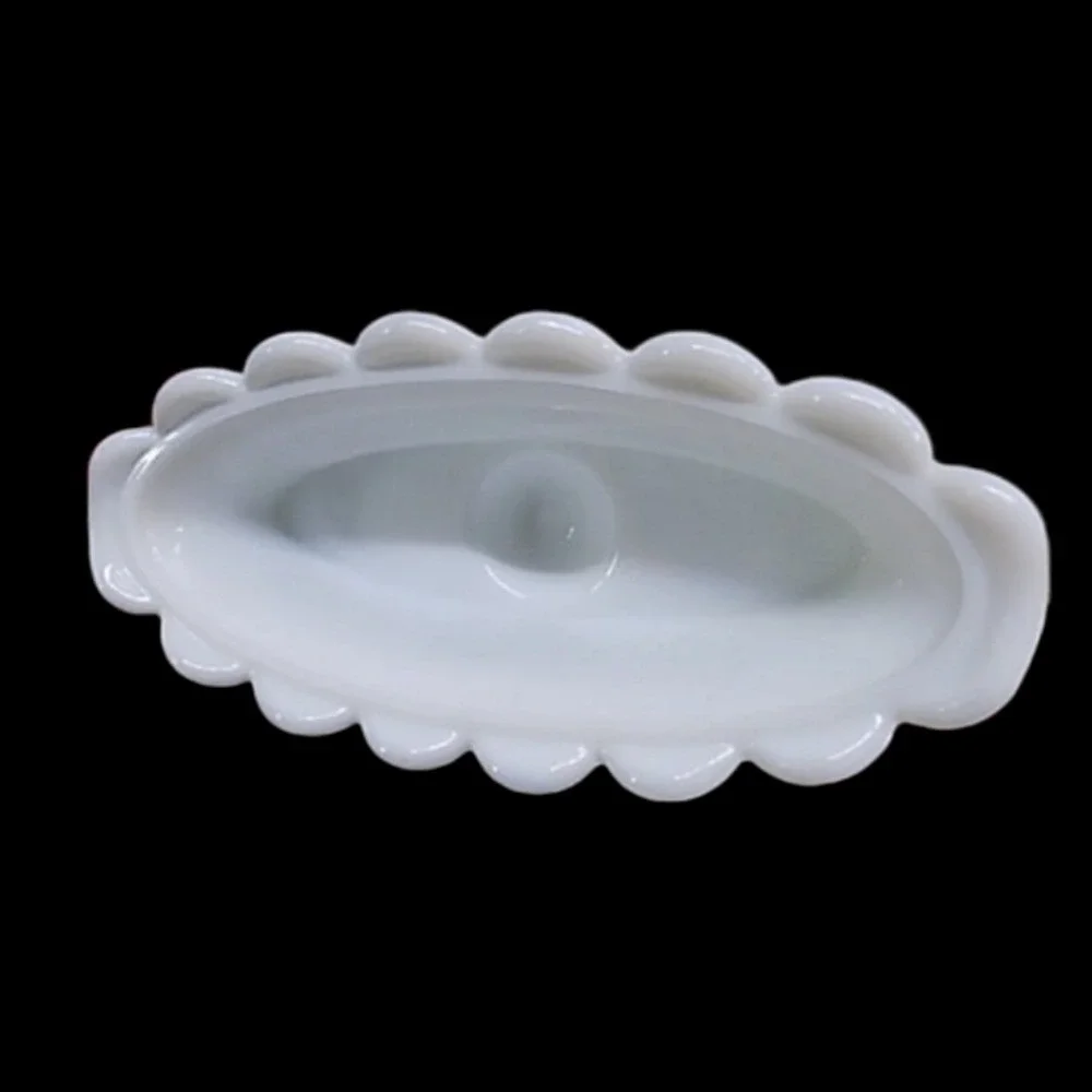 Westmoreland‎ Milk Glass Grape Triple Candelabra Pair Scalloped Base Set 2
